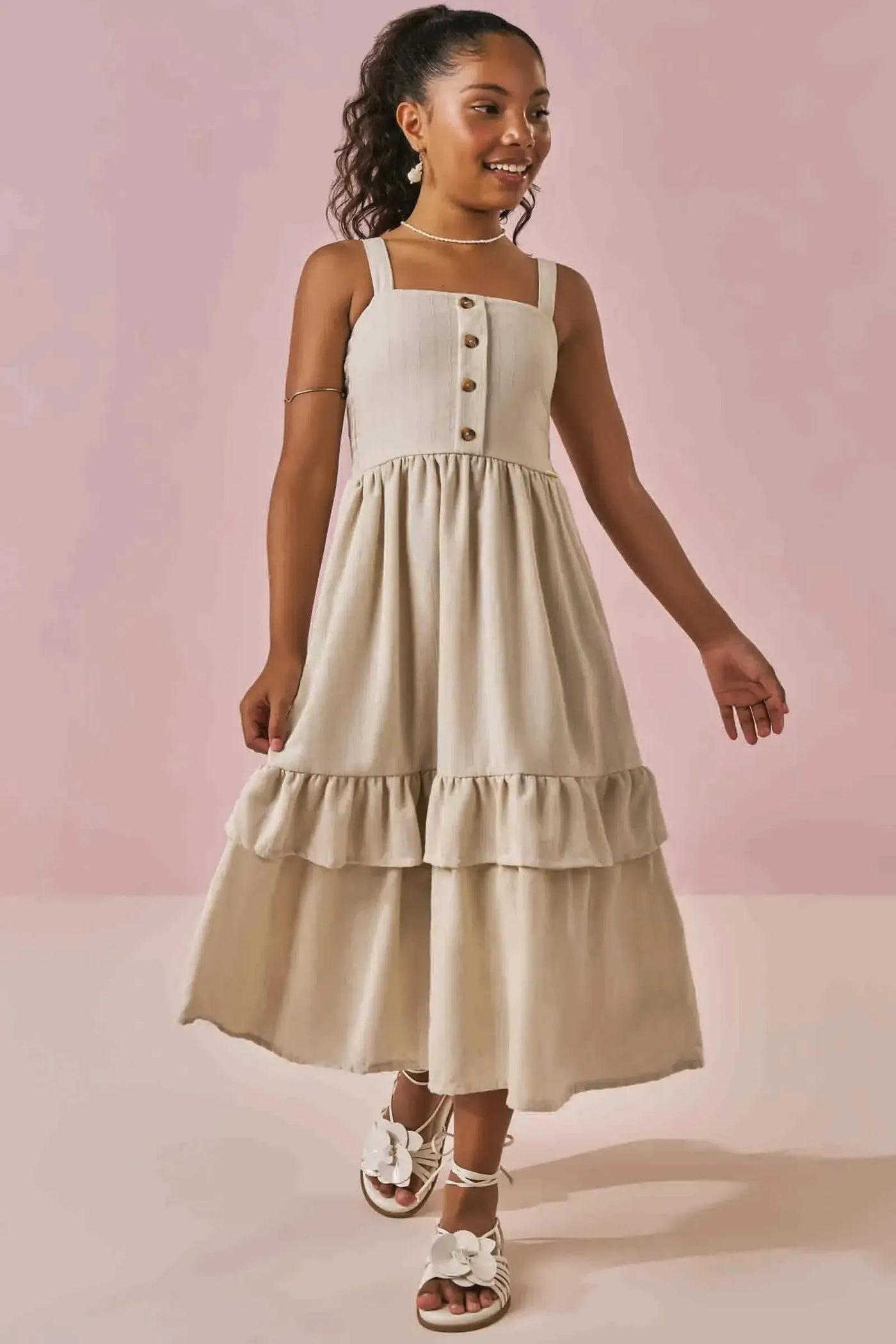 Vestido Midi em Linho Milano 87534 Lilimoon Teen Menina