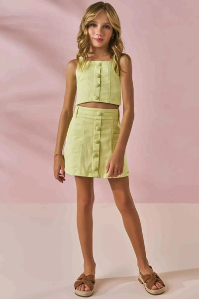 Conjunto de Top Cropped e Saia em Sarja com Elastano 87634 Lilimoon Teen Menina