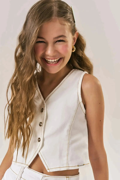 Conjunto de Colete e Shorts em Sarja com Elastano 88807 Lilimoon Teen Menina