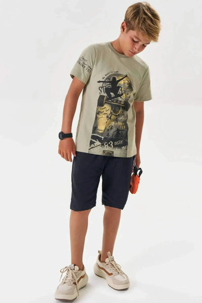 Bermuda em Sarja Girassol com Elastano 87050 Johnny Fox Teen Menino