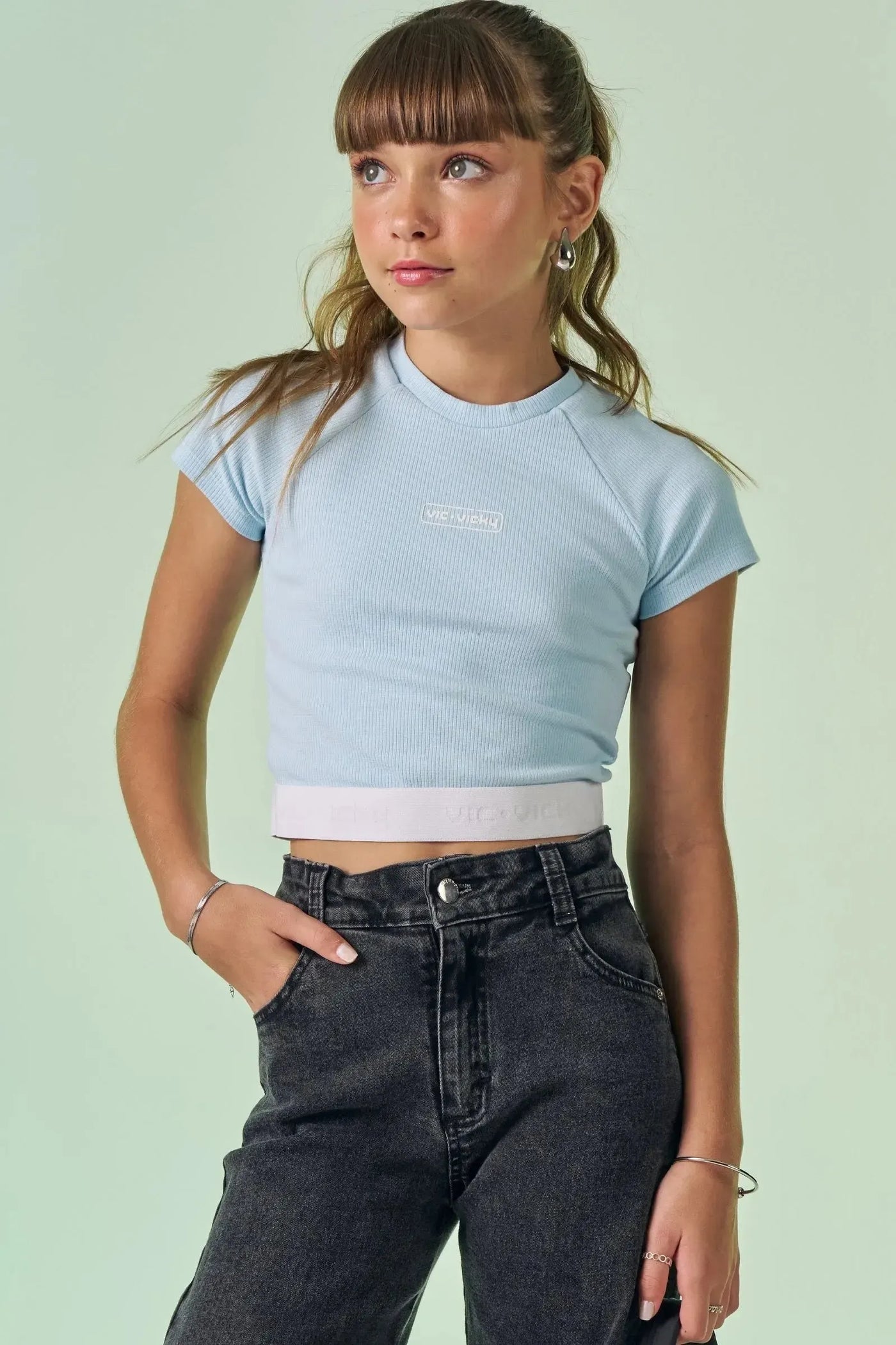 Blusa Cropped em Canelado Liz 86899 Vic&Vicky Teen Menina
