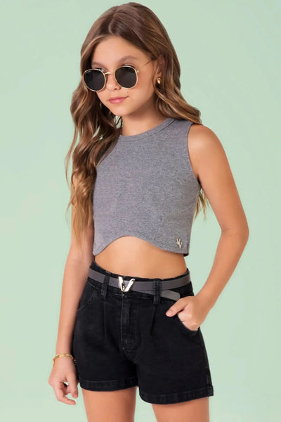 Blusa Cropped em Canelado Liz 90454 Vic&Vicky Teen Menina