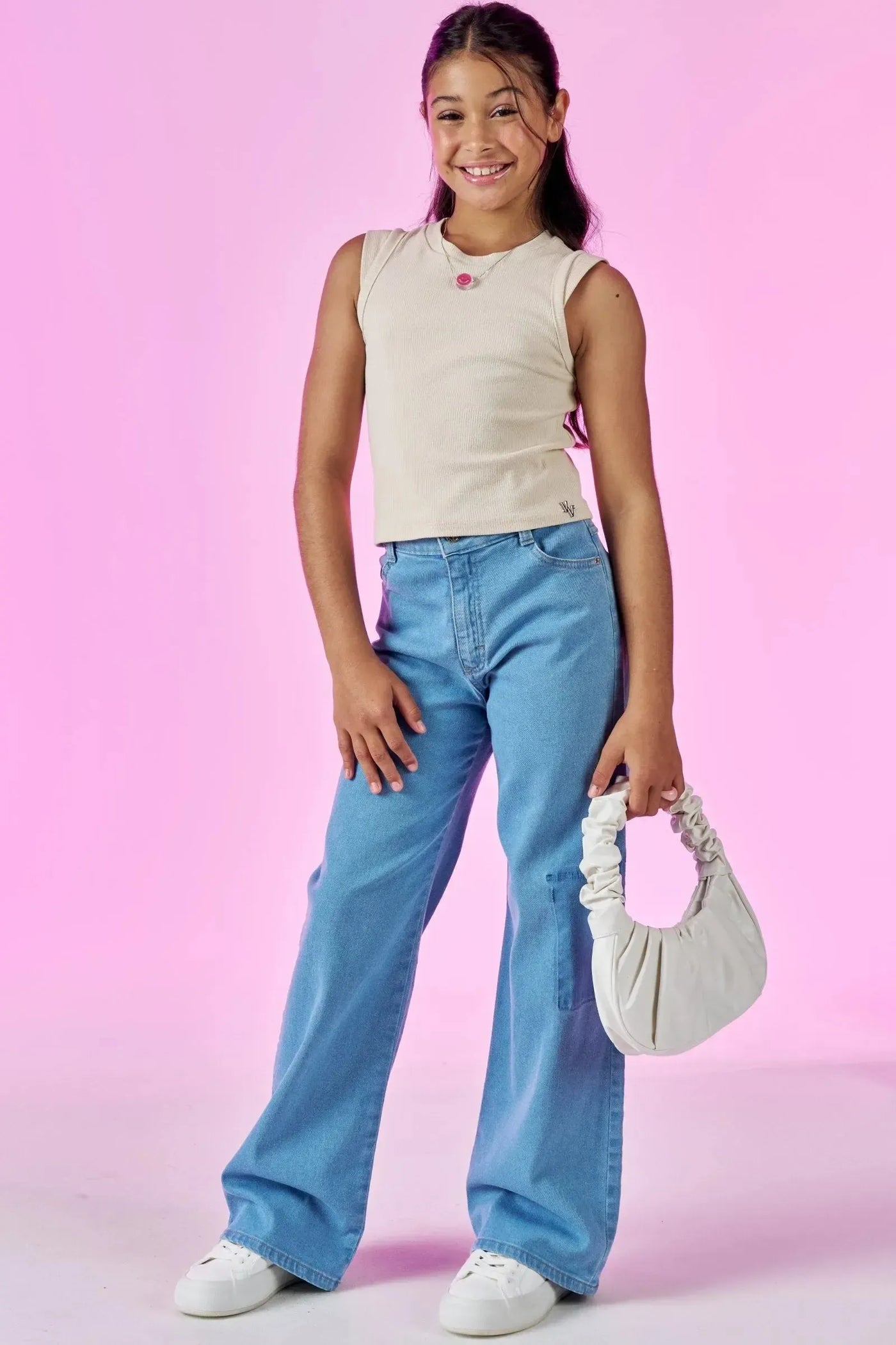 Blusa Regata Boxy em Canelado Liz 86904 Vic&Vicky Teen Menina