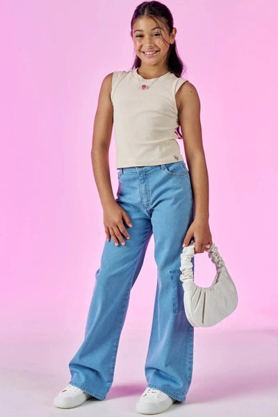 Blusa Regata Boxy em Canelado Liz 86904 Vic&Vicky Teen Menina