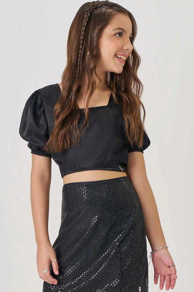 Blusa Cropped Teen Menina em Tecido Airflow 81959 Vic&Vicky