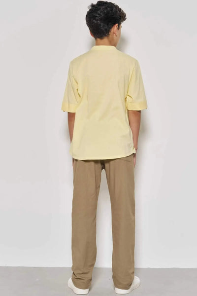 Calça Reta em Linho Santorine com Elastano 86873 Johnny Fox Teen Menino