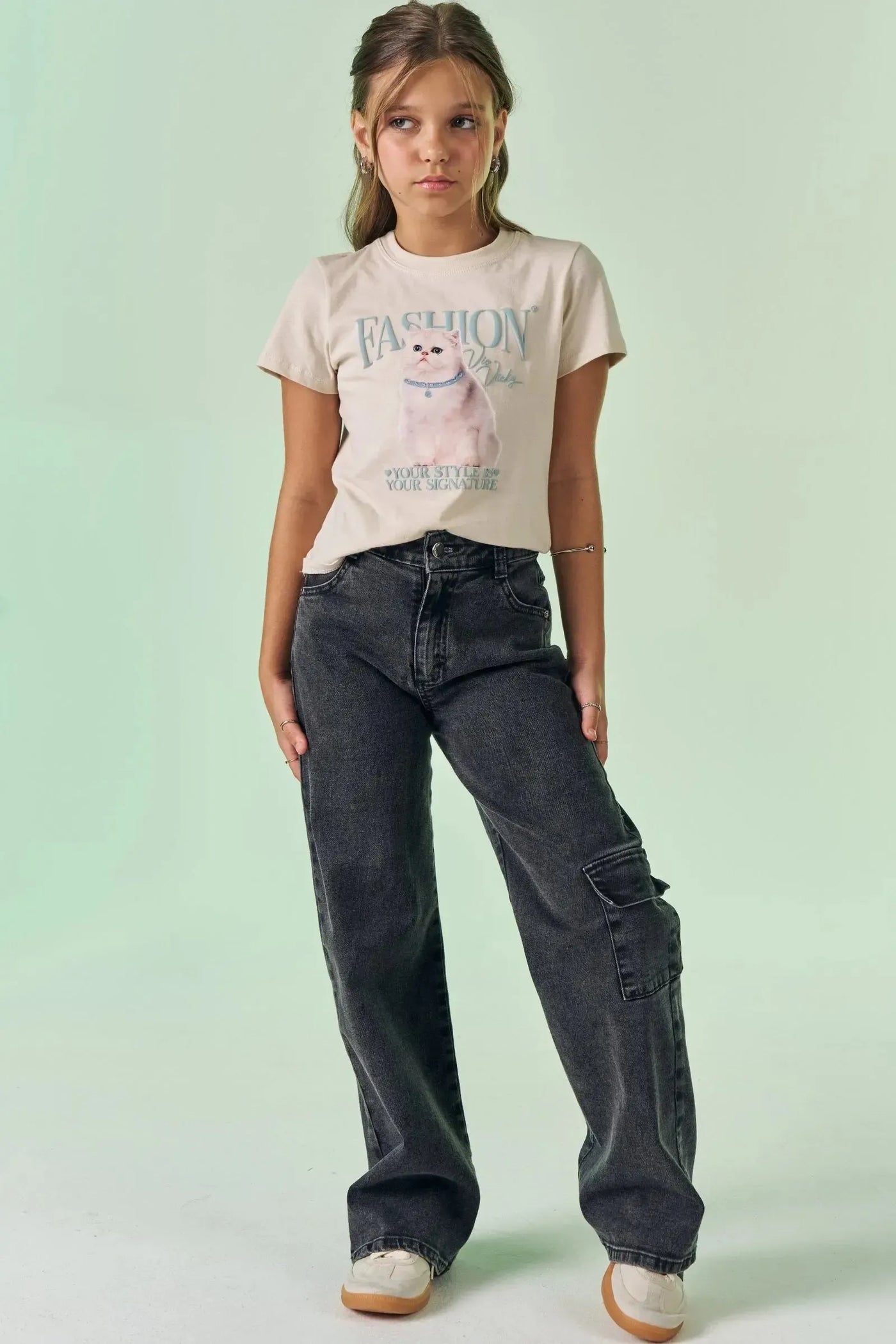 Calça Wide Leg em Jeans com Elastano 87510 Vic&Vicky Teen Menina
