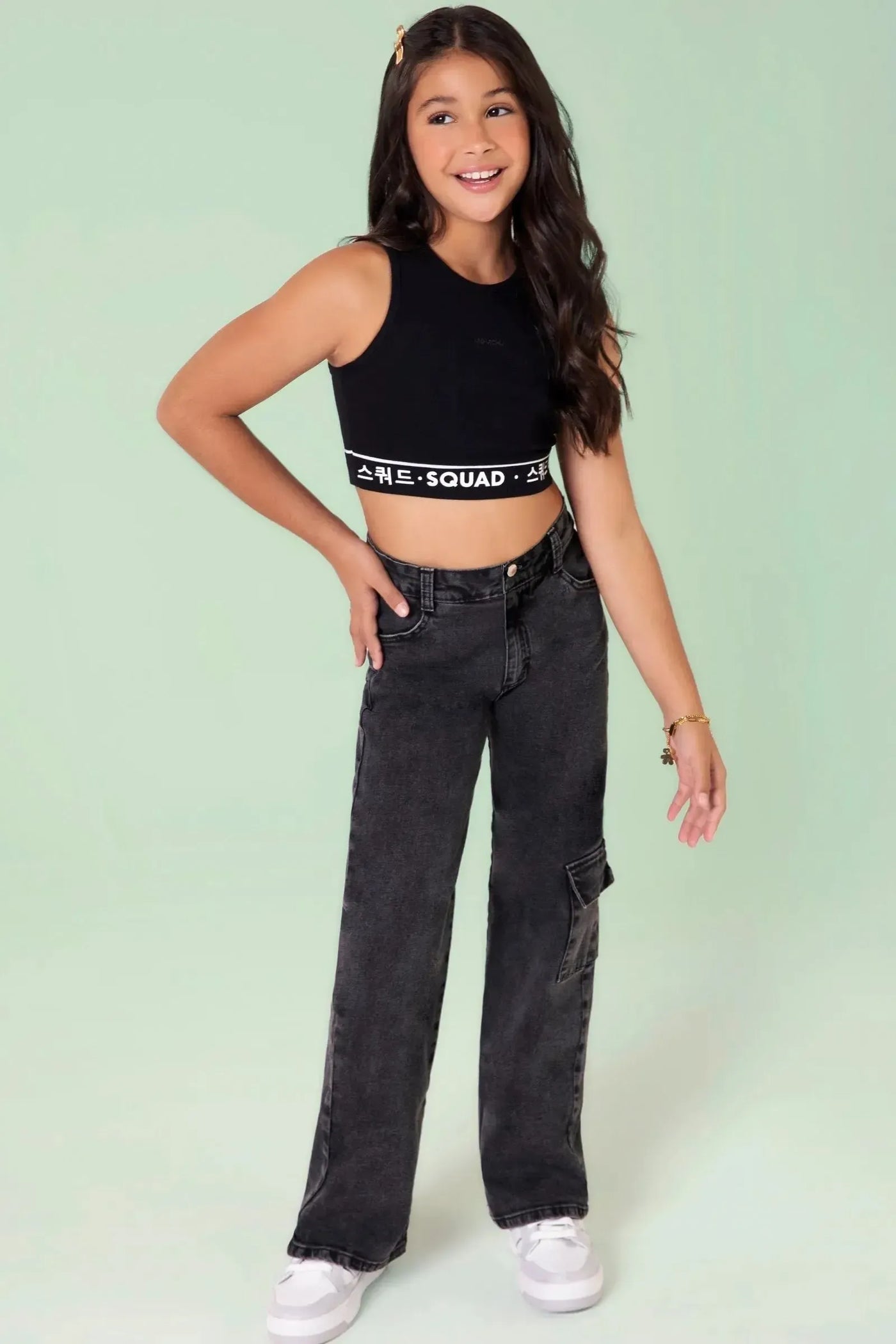 Calça Wide Leg em Jeans com Elastano 87510 Vic&Vicky Teen Menina
