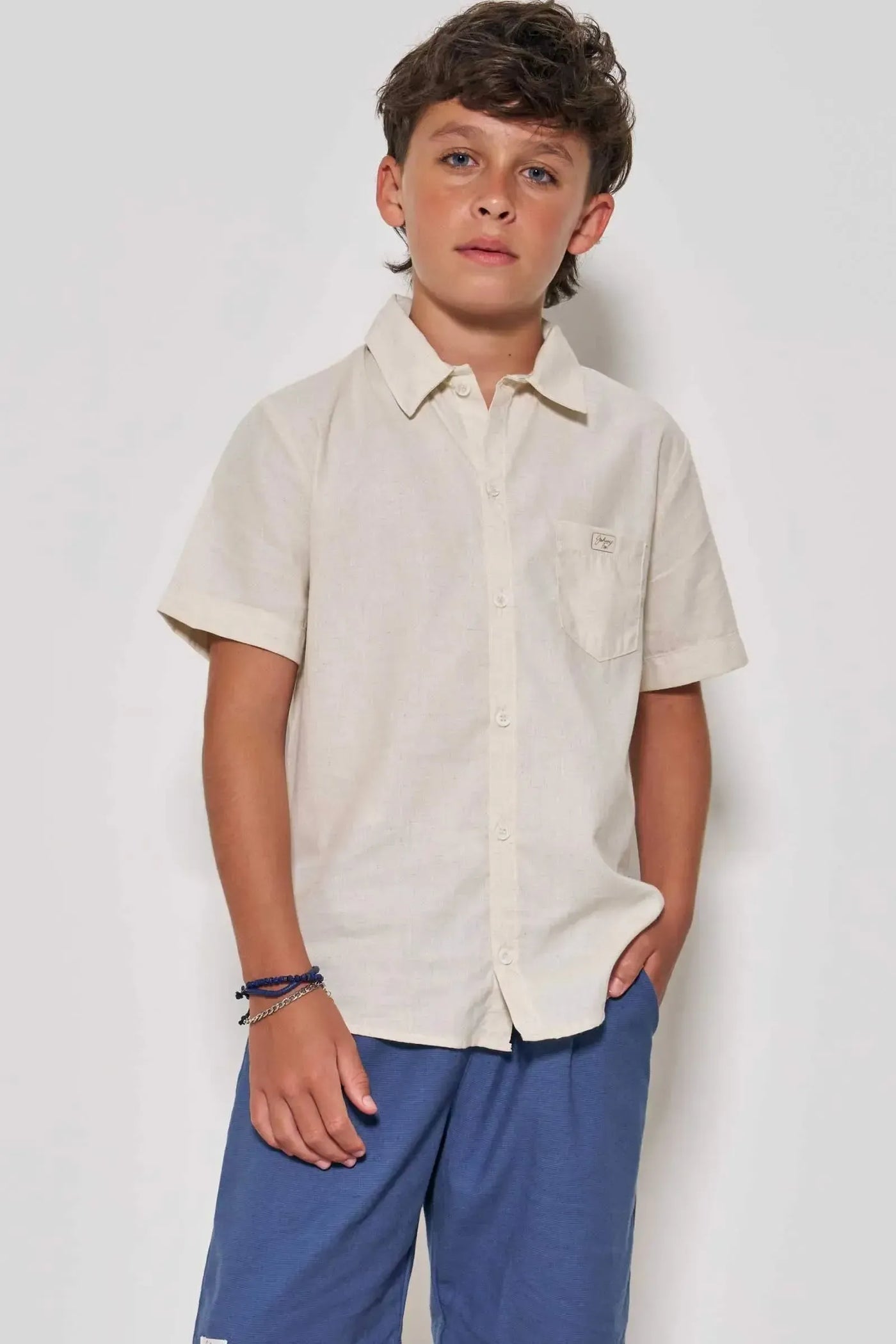 Camisa em Linho Deluxe 86845 Johnny Fox Teen Menino
