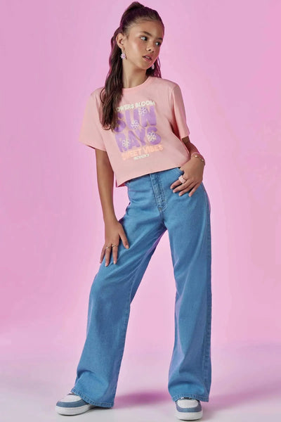 Camiseta Boxy Over em Meia Malha 86893 Vic&Vicky Teen Menina