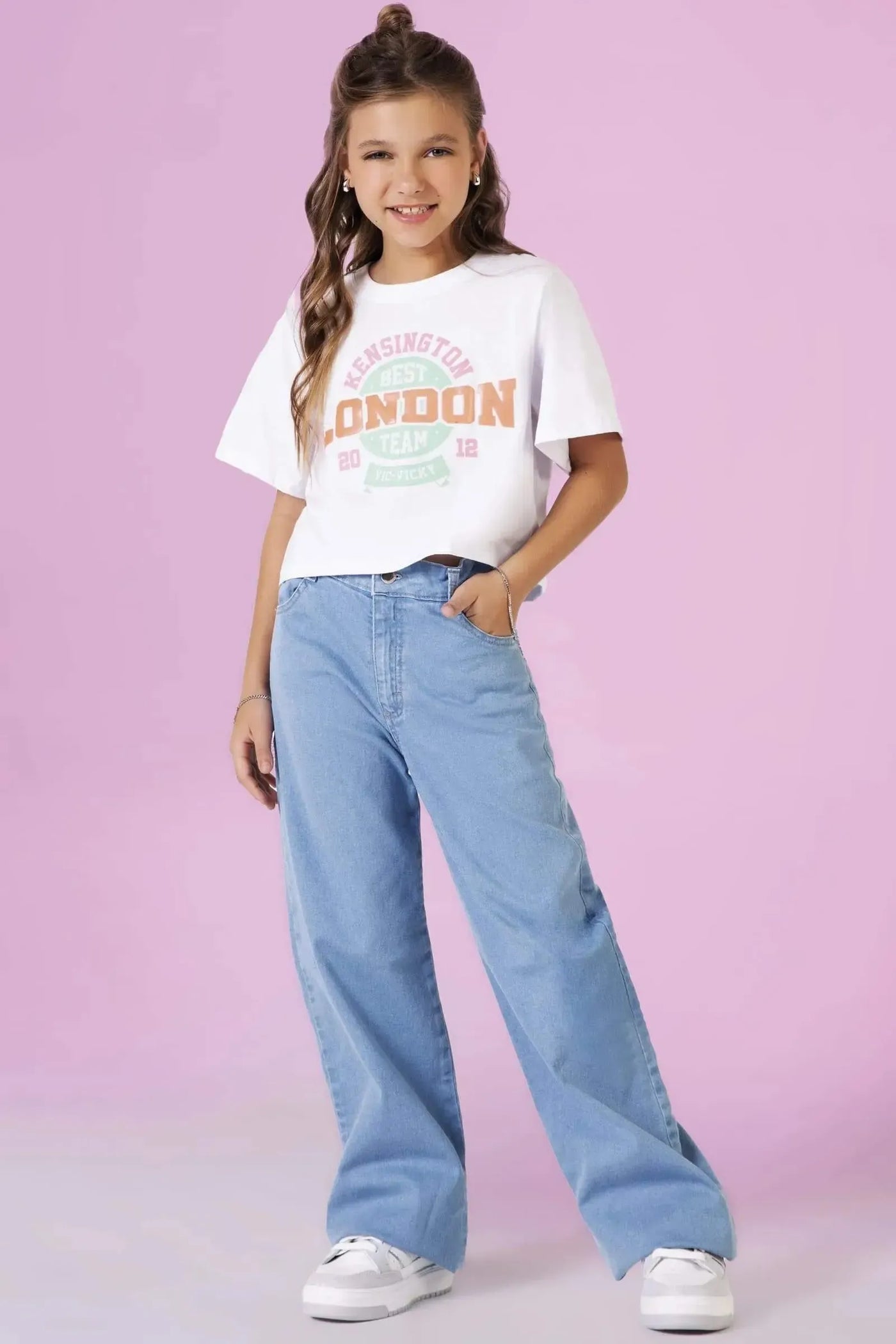 Camiseta Boxy Over em Meia Malha 90459 Vic&Vicky Teen Menina