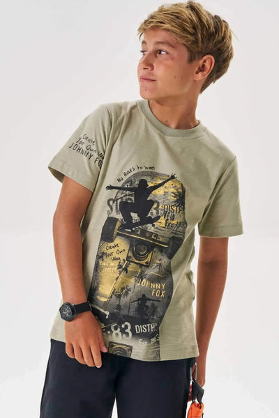 Camiseta em Meia Malha Flamê 87647 Johnny Fox Teen Menino