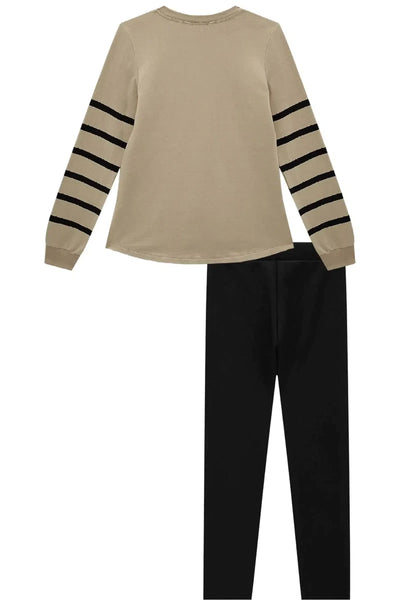 Conjunto de Blusa Alongada em Molevisco e Legging em Suede Twill 81062 Vic&Vicky Teen Menina
