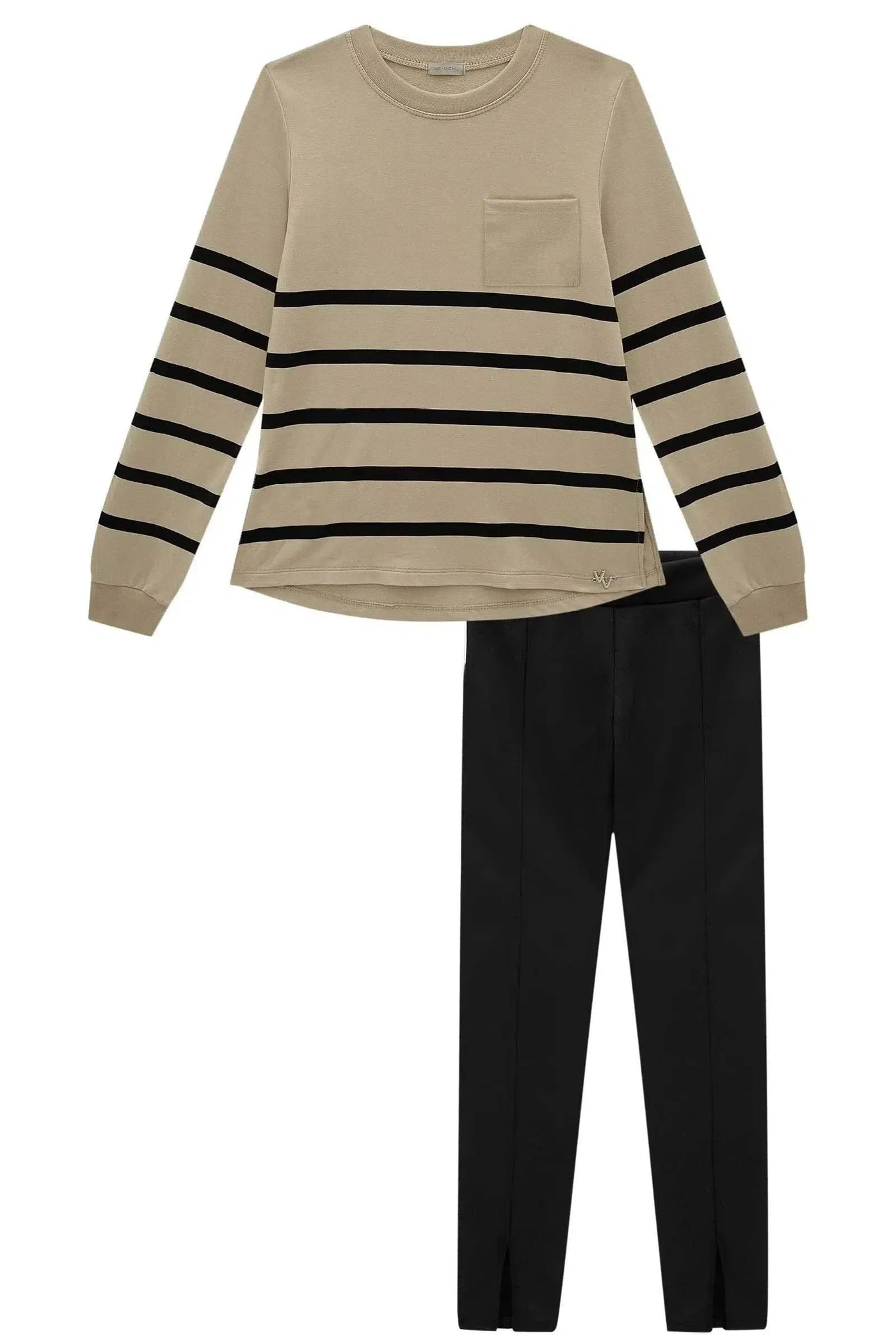 Conjunto de Blusa Alongada em Molevisco e Legging em Suede Twill 81062 Vic&Vicky Teen Menina