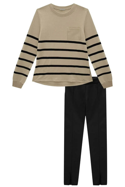 Conjunto de Blusa Alongada em Molevisco e Legging em Suede Twill 81062 Vic&Vicky Teen Menina
