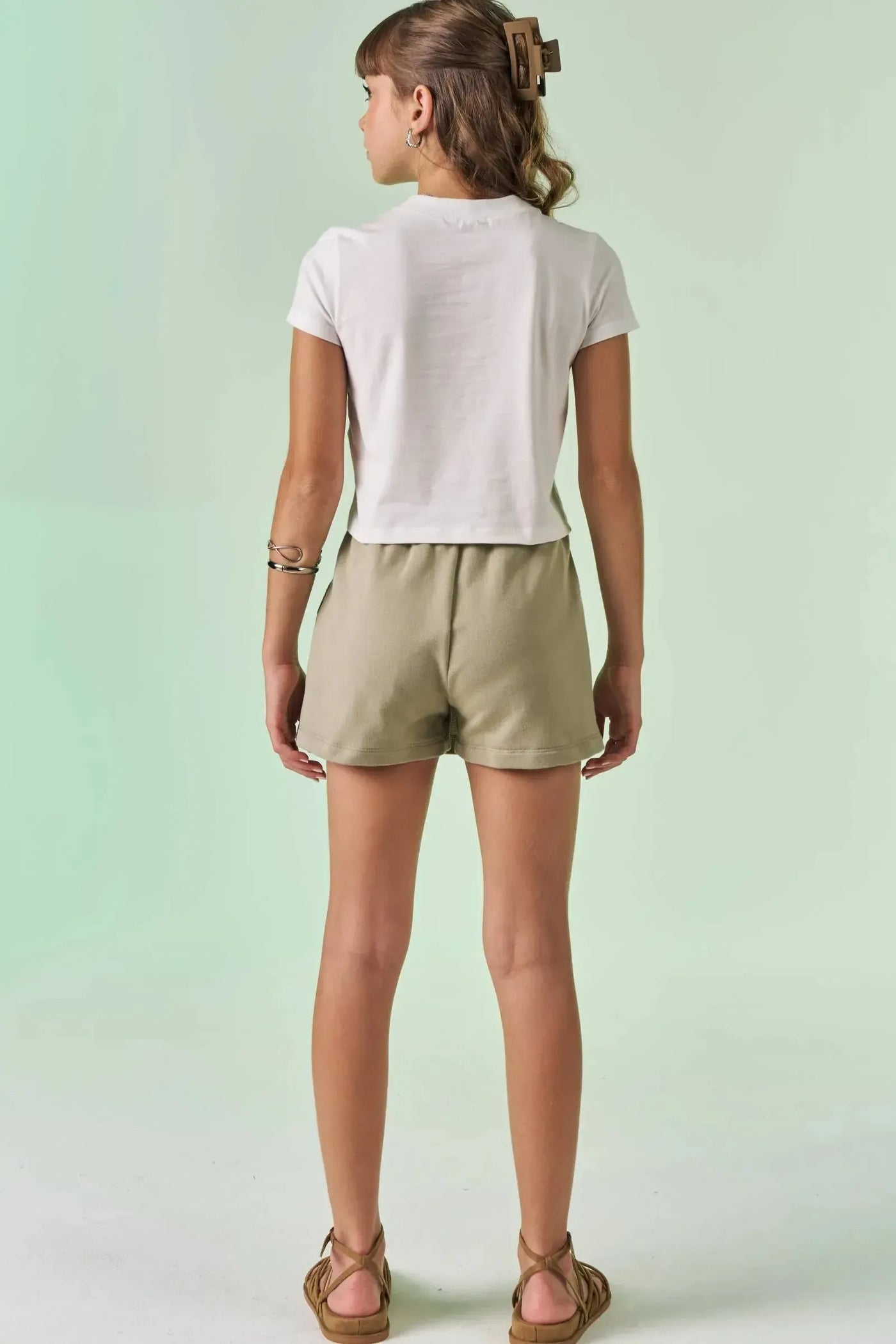 Conjunto de Blusa Boxy Over em Meia Malha e Short Saia em Moletom sem Pelúcia 86729 Vic&Vicky Teen Menina