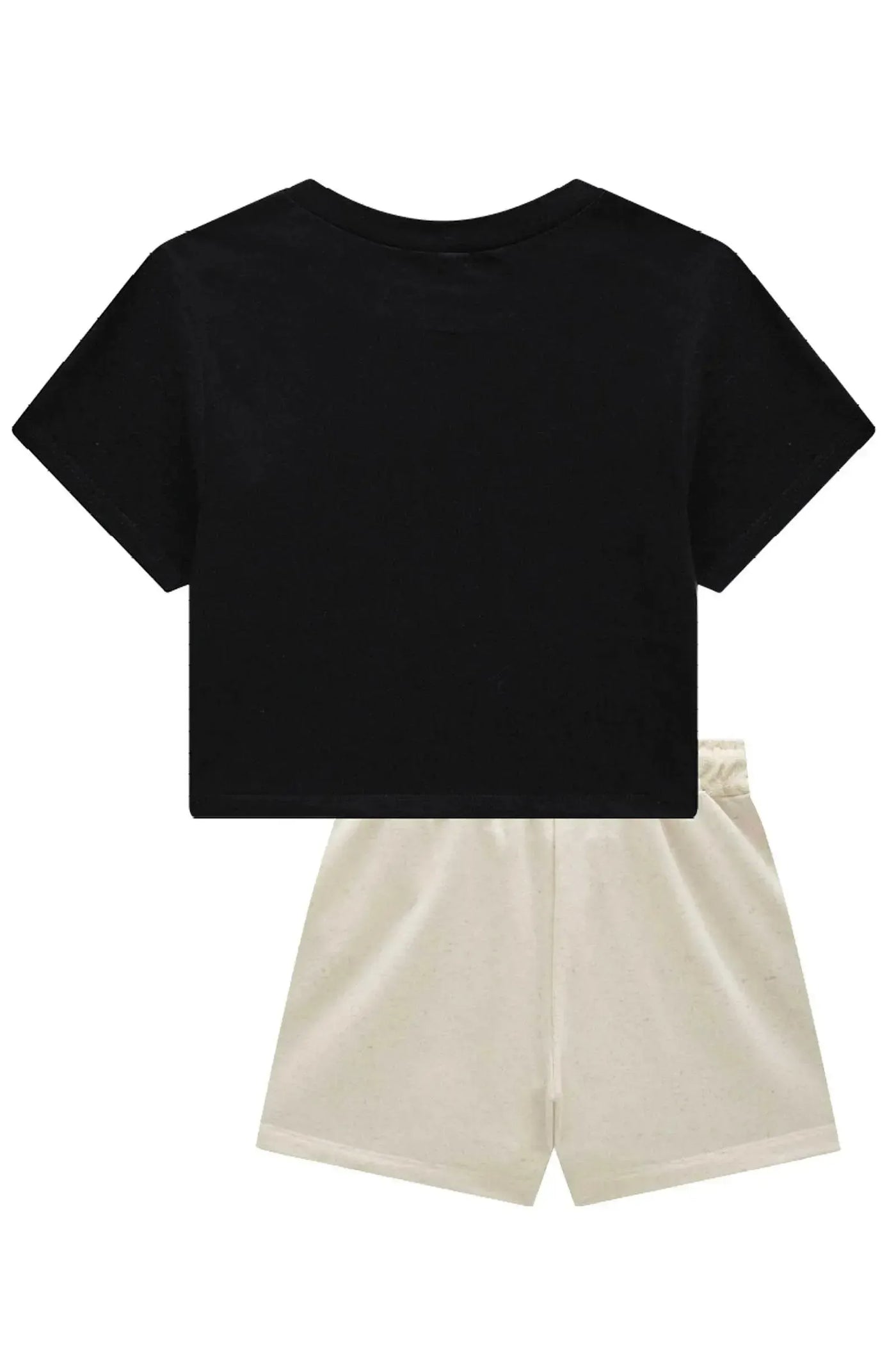 Conjunto de Blusa Boxy Over em Meia Malha e Short Saia em Moletom sem Pelúcia 86729 Vic&Vicky Teen Menina