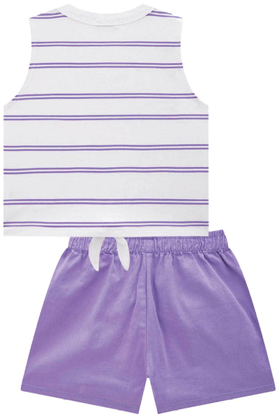 Conjunto de Blusa Boxy Over em Meia Malha e Shorts em Sarja com Elastano 76922 Vic&Vicky