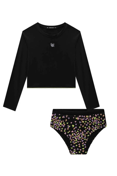Conjunto de Blusa Cropped e Calcinha Tradicional em Malha UV Dry 50+ 88791 Lilimoon Teen Menina