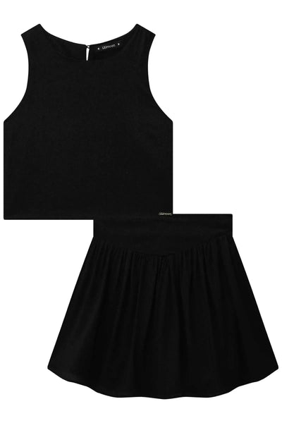 Conjunto de Blusa Cropped e Saia em Viscose Light Shine 87489 Lilimoon Teen Menina