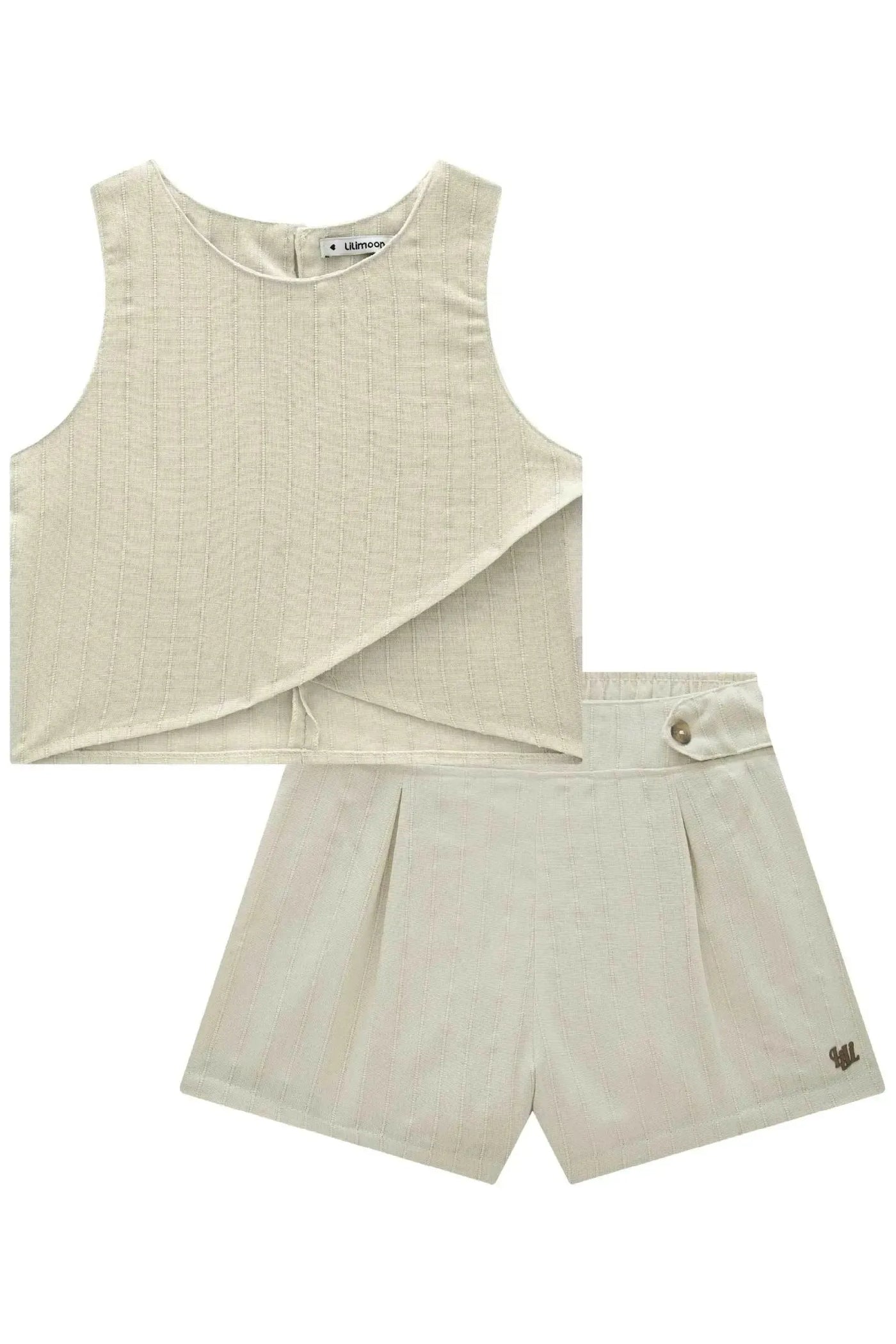 Conjunto de Blusa Cropped e Shorts em Linho Milano 87758 Lilimoon Teen Menina
