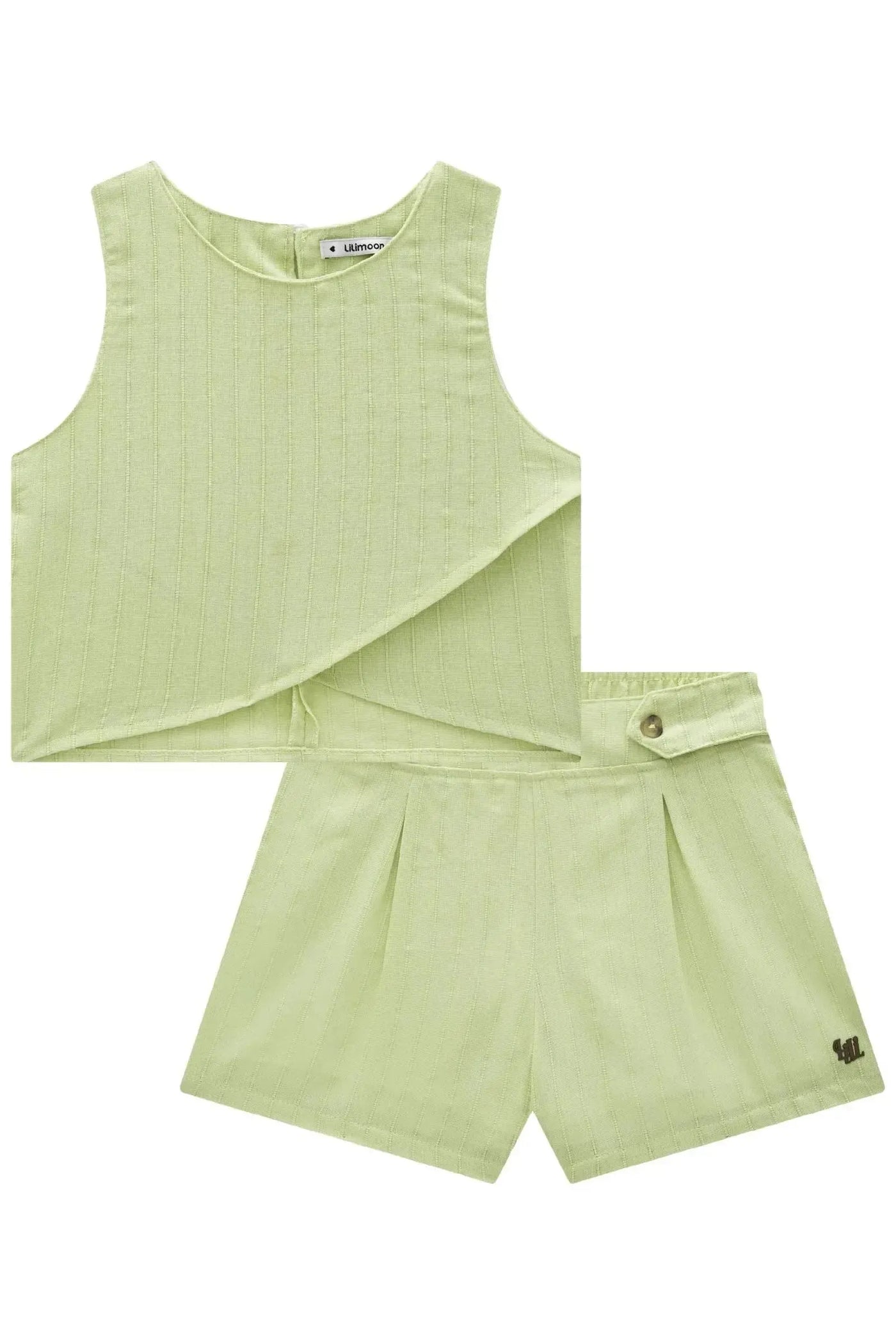 Conjunto de Blusa Cropped e Shorts em Linho Milano 87758 Lilimoon Teen Menina