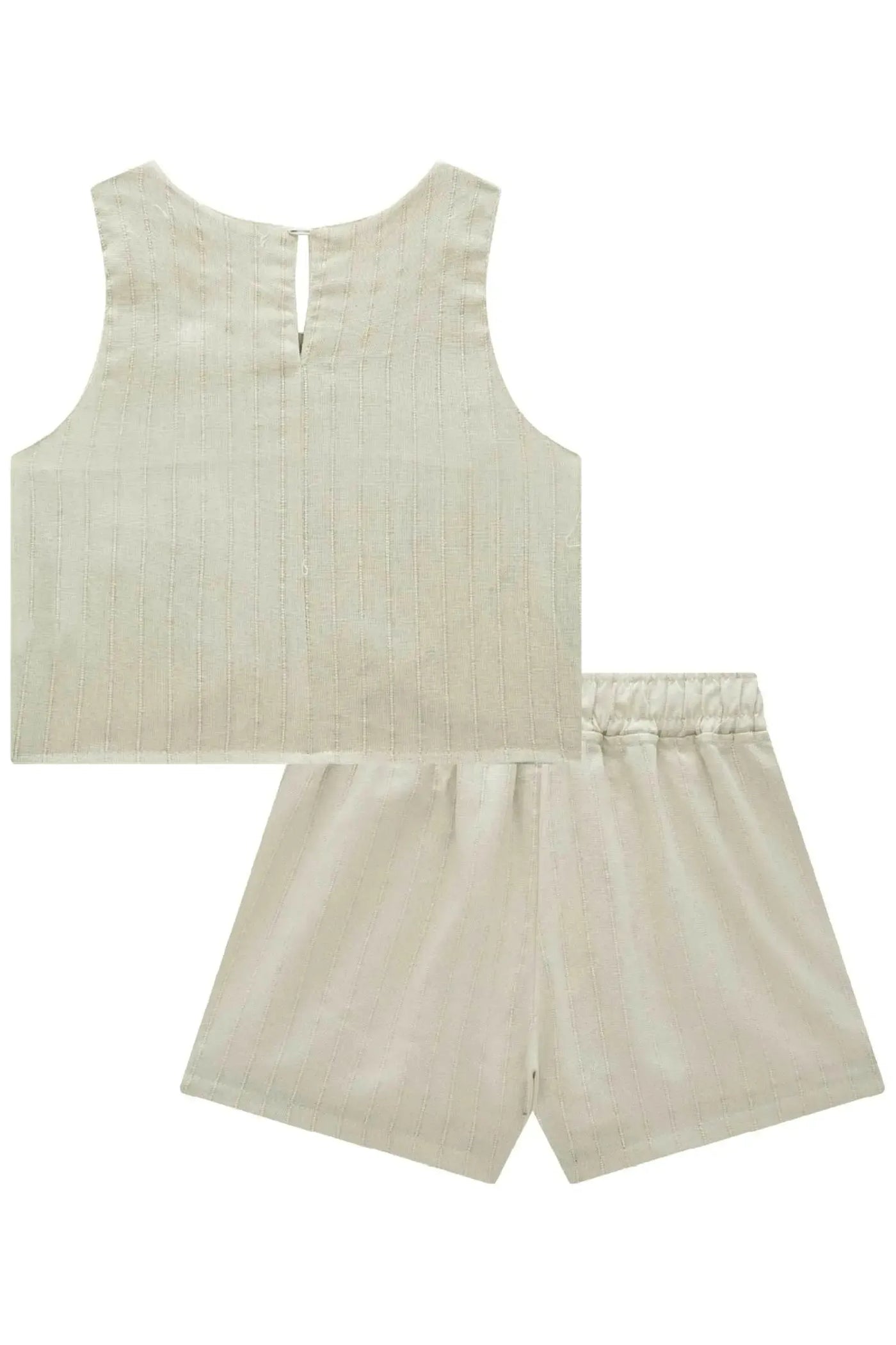 Conjunto de Blusa Cropped e Shorts em Linho Milano 87758 Lilimoon Teen Menina