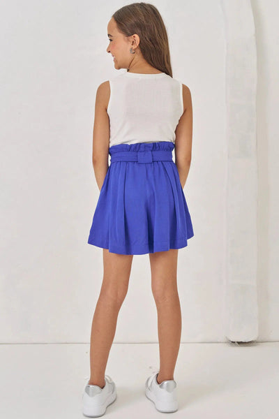 Conjunto Teen Menina de Blusa Cropped em Canelado e Shorts em Viscose 81812 Lilimoon