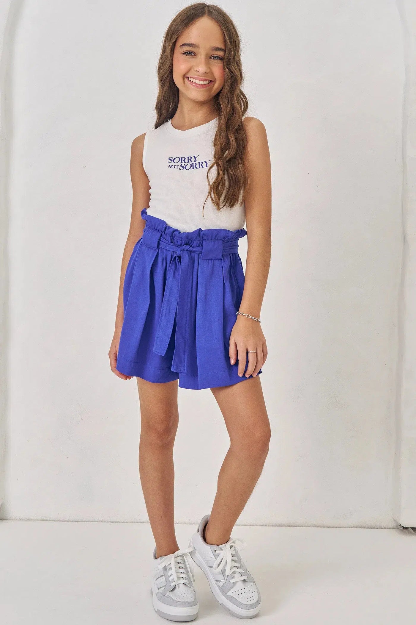 Conjunto Teen Menina de Blusa Cropped em Canelado e Shorts em Viscose 81812 Lilimoon