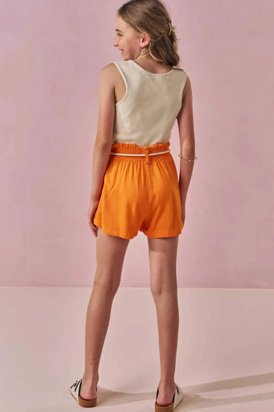 Conjunto de Blusa Cropped em Canelado Liz e Shorts em Viscose Flare 87757 Lilimoon Teen Menina