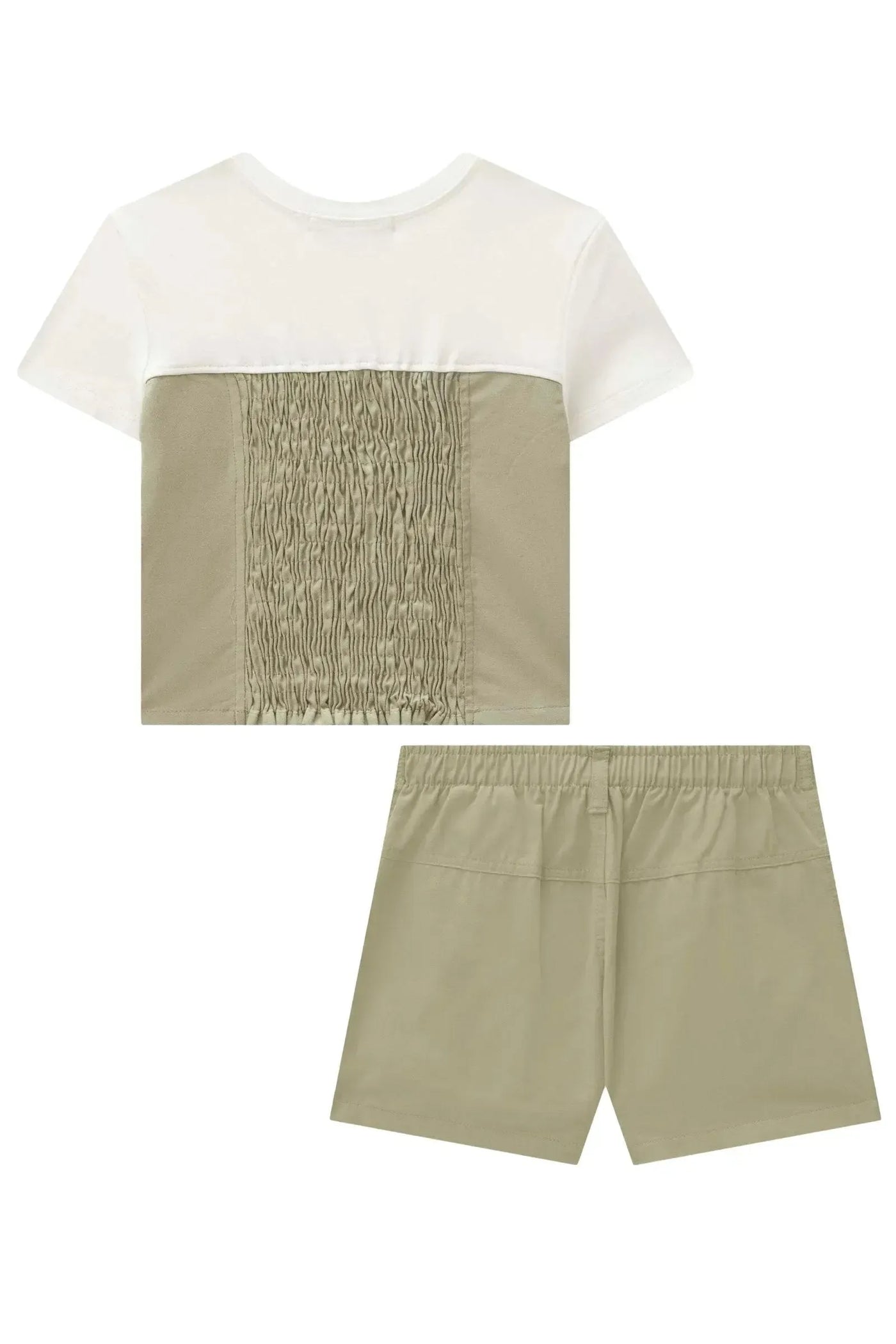 Conjunto de Blusa Cropped em Cotton e Sarja com Elastano e Shorts em Sarja com Elastano 86363 Lilimoon Teen Menina