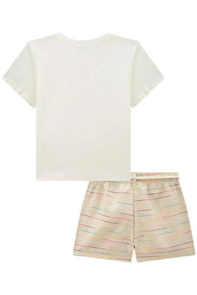 Conjunto de Blusa em Canelado Liz e Shorts em Linho Maquinetado 87104 Vic&Vicky Teen Menina