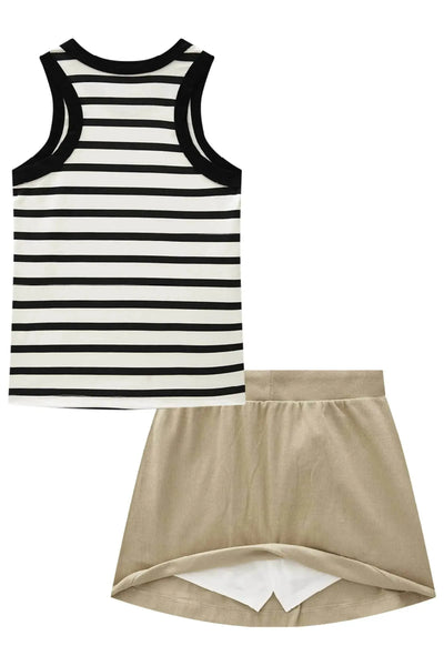 Conjunto de Blusa em Malha Little Waffle e Saia em Canelado Liz com Shorts Embutido 87016 Lilimoon Teen Menina