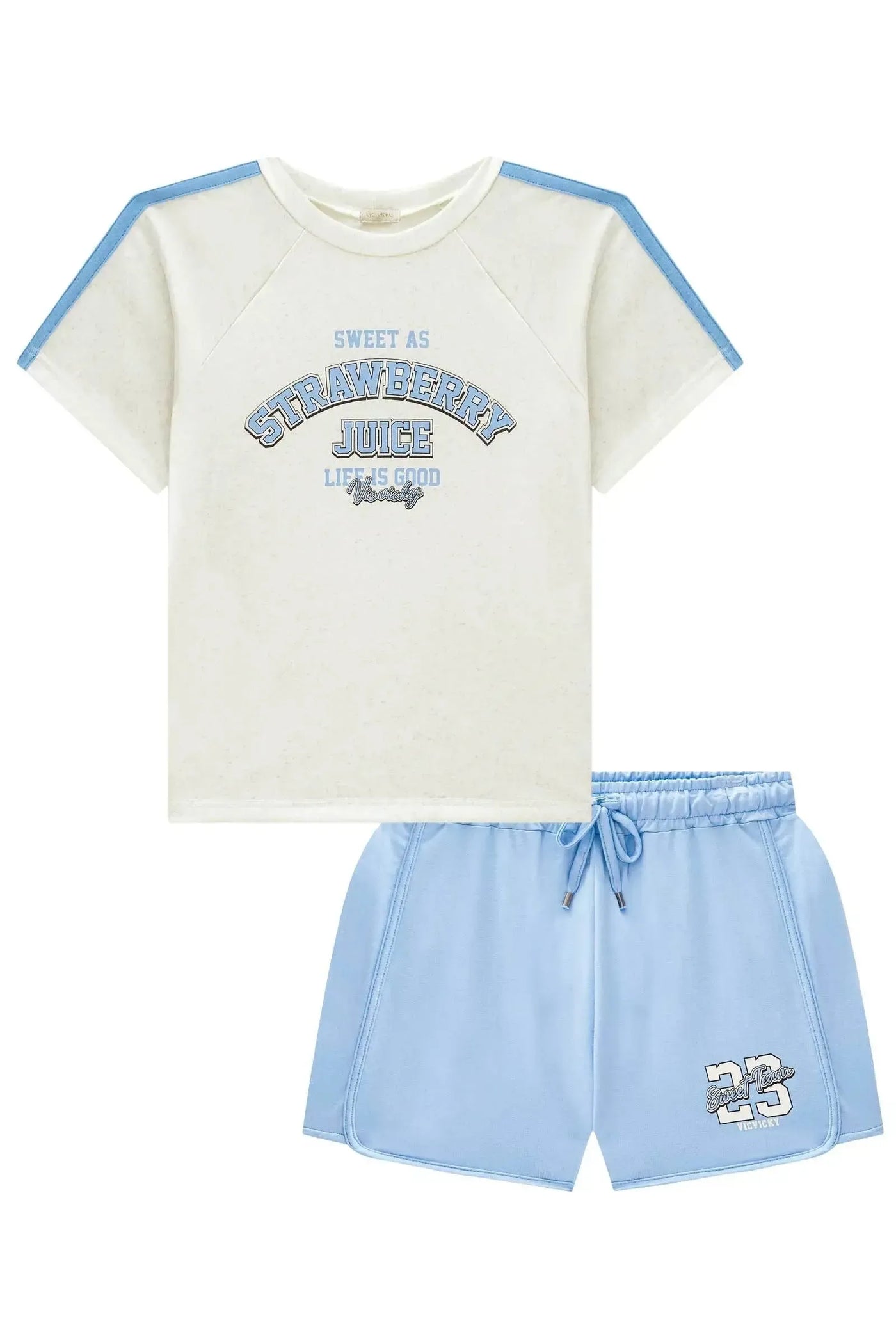 Conjunto de Blusa em Malha Power e Shorts em Molevisco 86752 Vic&Vicky Teen Menina