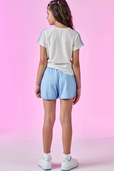 Conjunto de Blusa em Malha Power e Shorts em Molevisco 86752 Vic&Vicky Teen Menina