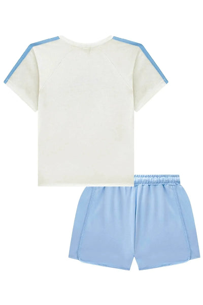 Conjunto de Blusa em Malha Power e Shorts em Molevisco 86752 Vic&Vicky Teen Menina