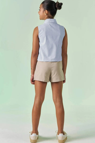 Conjunto de Camisa Boxy em Tricoline e Short Saia em Sarja com Elastano 87274 Vic&Vicky Teen Menina