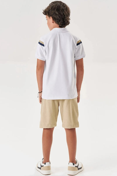 Conjunto de Camisa Polo em Piquet com Elastano e Bermuda em Cotton Jeans com Elastano 87722 Johnny Fox Teen Menino