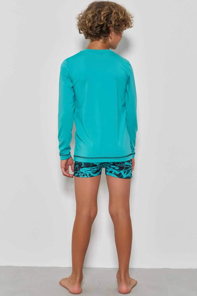 Conjunto de Camiseta e Sunga em Malha Uv Dry com Proteção UV50+ 88612 Johnny Fox Teen Menino