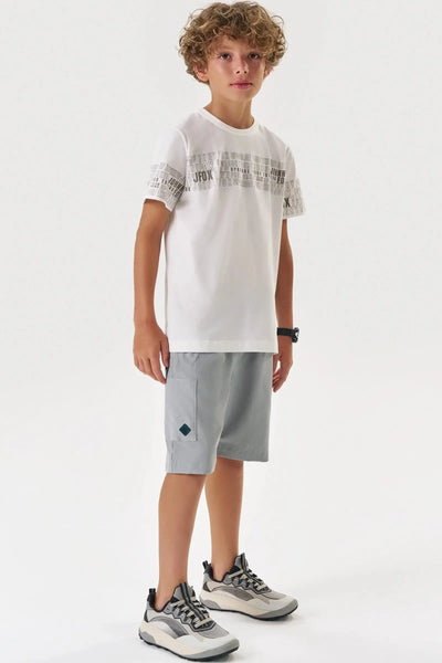 Conjunto de Camiseta em Meia Malha e Bermuda em Nylon Blend com Elastano 87605 Johnny Fox Teen Menino