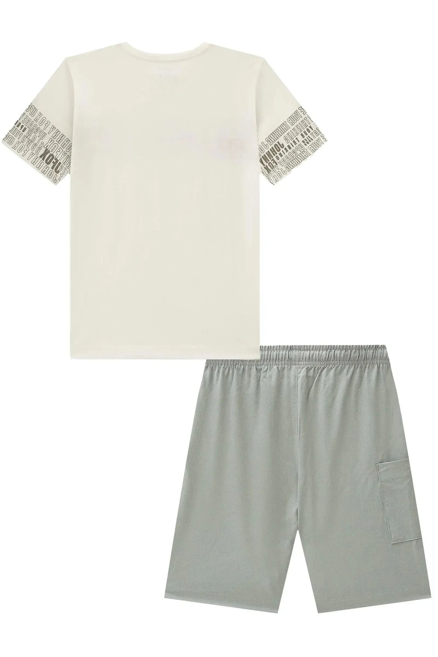 Conjunto de Camiseta em Meia Malha e Bermuda em Nylon Blend com Elastano 87605 Johnny Fox Teen Menino