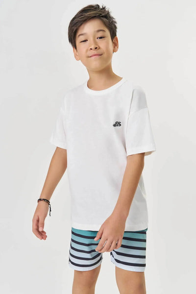 Conjunto Teen Menino de Camiseta em Meia Malha e Bermuda em Nylon Ergonomic com Elastano 82138 Johnny Fox