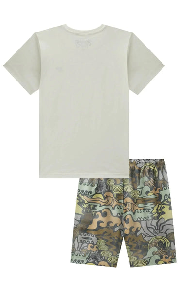 Conjunto de Camiseta em Meia Malha e Bermuda em Nylon Ergonomic com Elastano 88284 Johnny Fox Teen Menino