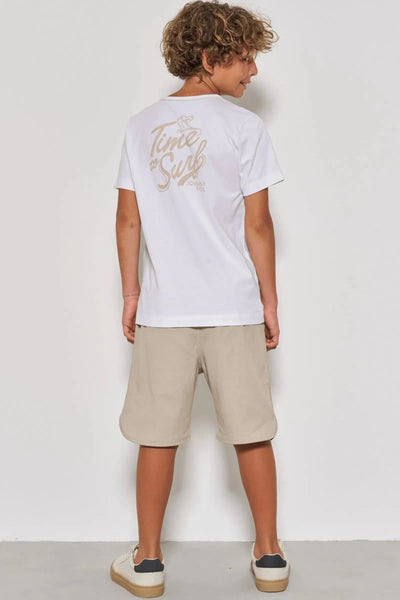 Conjunto de Camiseta em Meia Malha e Bermuda em Sarja Girassol com Elastano 87721 Johnny Fox Teen Menino