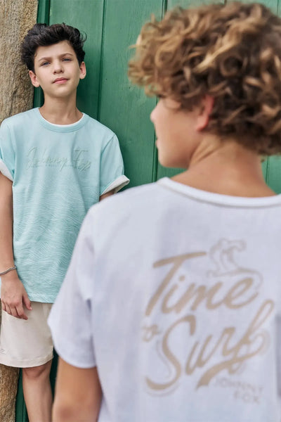 Conjunto de Camiseta em Meia Malha e Bermuda em Sarja Girassol com Elastano 87721 Johnny Fox Teen Menino