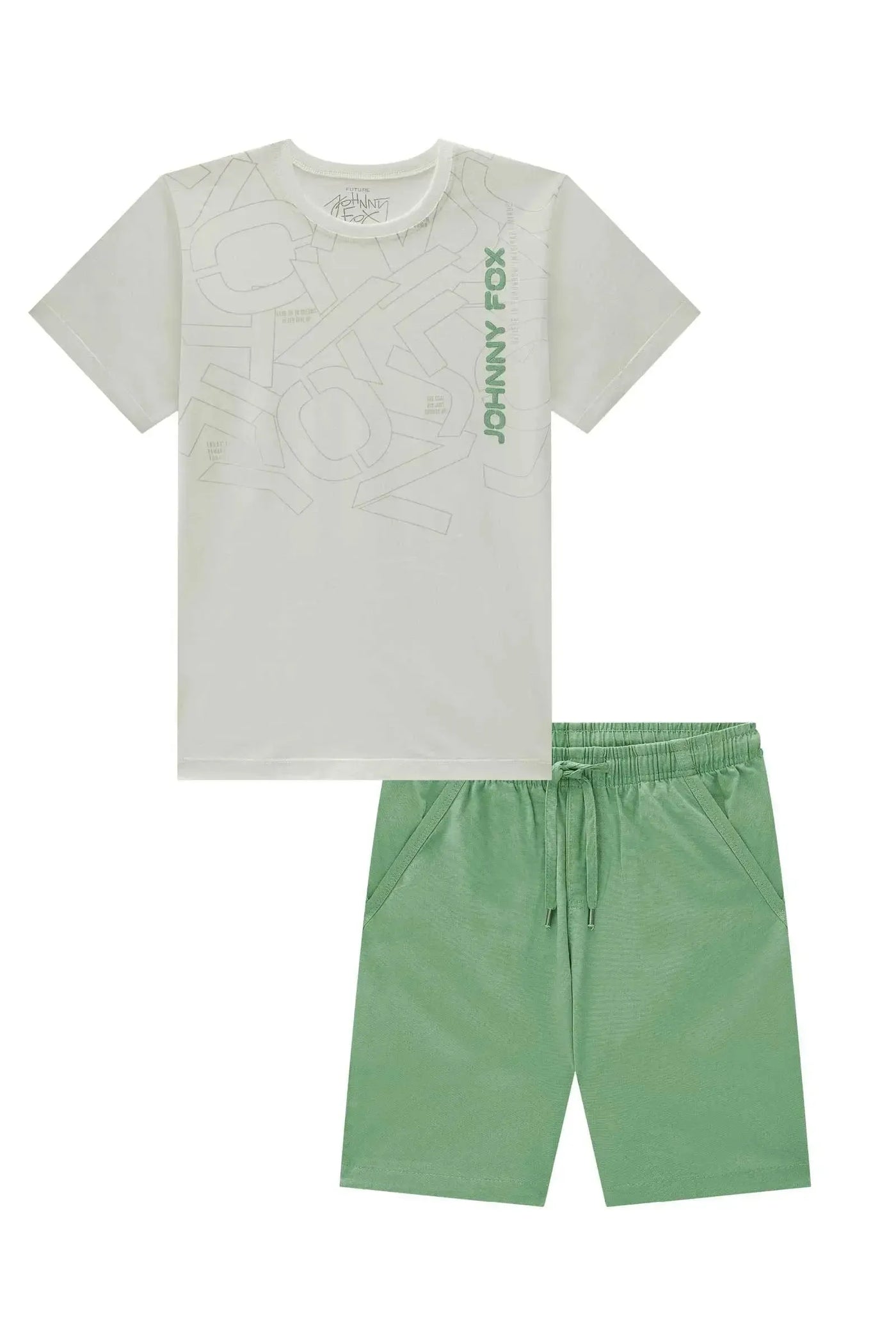 Conjunto de Camiseta em Meia Malha e Bermuda em Sarja Girassol com Elastano 88272 Johnny Fox Teen Menino