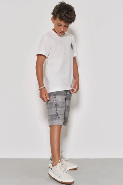 Conjunto de Camiseta em Meia Malha Flamê e Bermuda em Alfaiataria Katherine com Elastano 88275 Johnny Fox Teen Menino