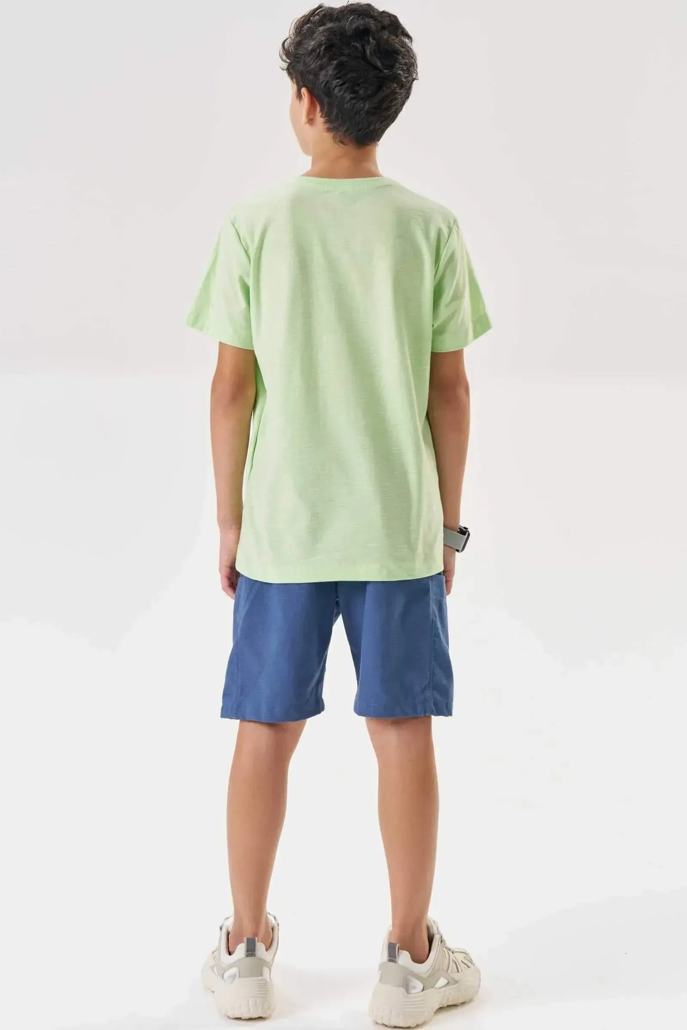 Conjunto de Camiseta em Meia Malha Flamê e Bermuda em Linho Santorine com Elastano 88654 Johnny Fox Teen Menino