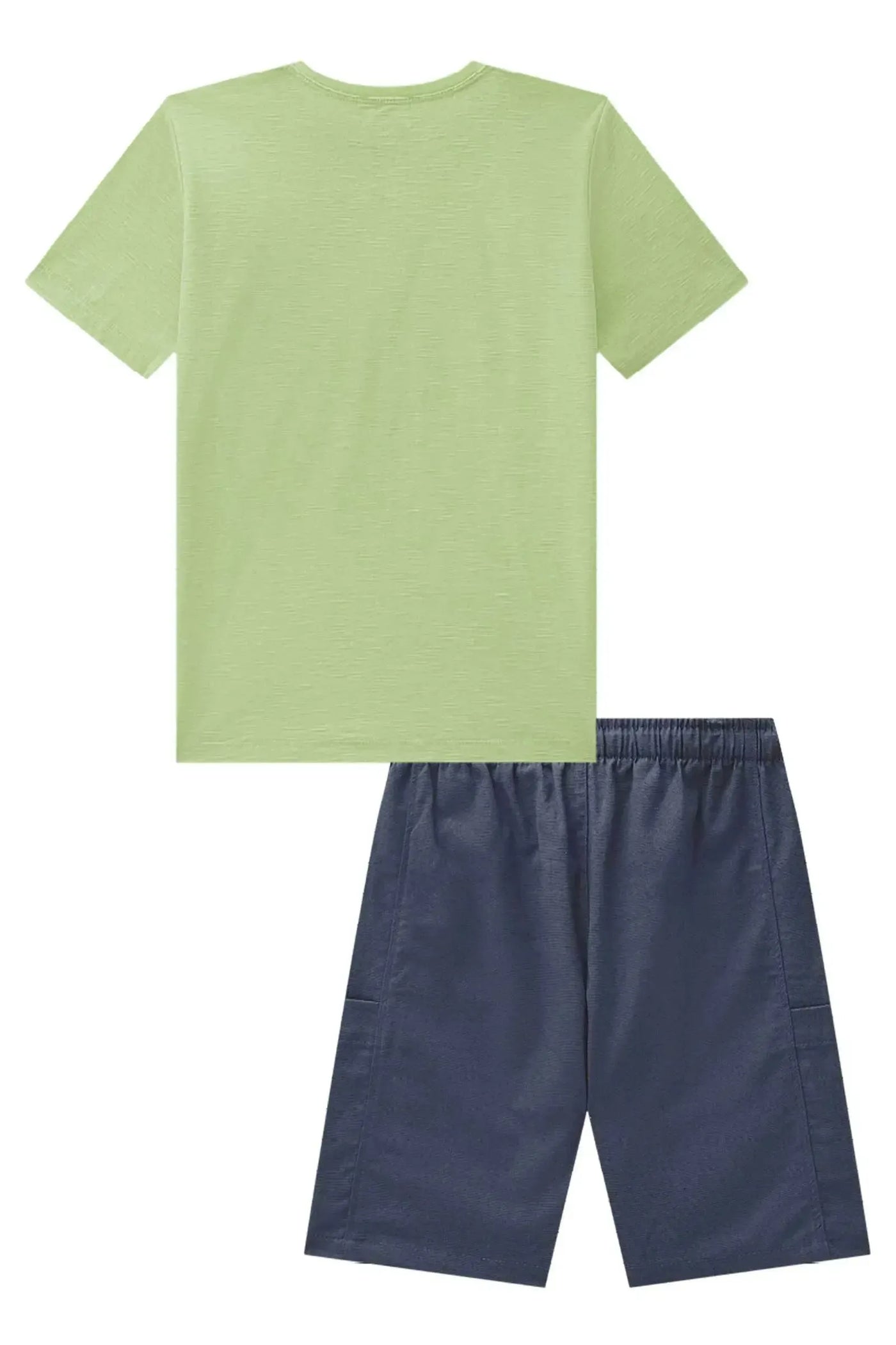 Conjunto de Camiseta em Meia Malha Flamê e Bermuda em Linho Santorine com Elastano 88654 Johnny Fox Teen Menino