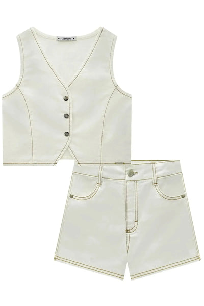 Conjunto de Colete e Shorts em Sarja com Elastano 88807 Lilimoon Teen Menina